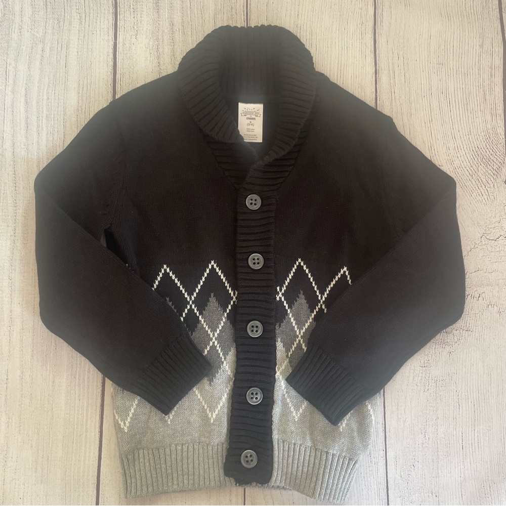 Gymboree All Dressed Up Black Argyle Sweater Size Small (5-6)